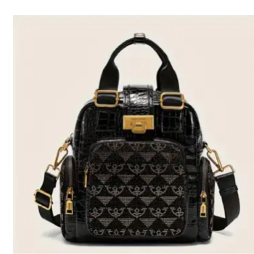 Chic Black Patterned Women's Backpack - image 1
